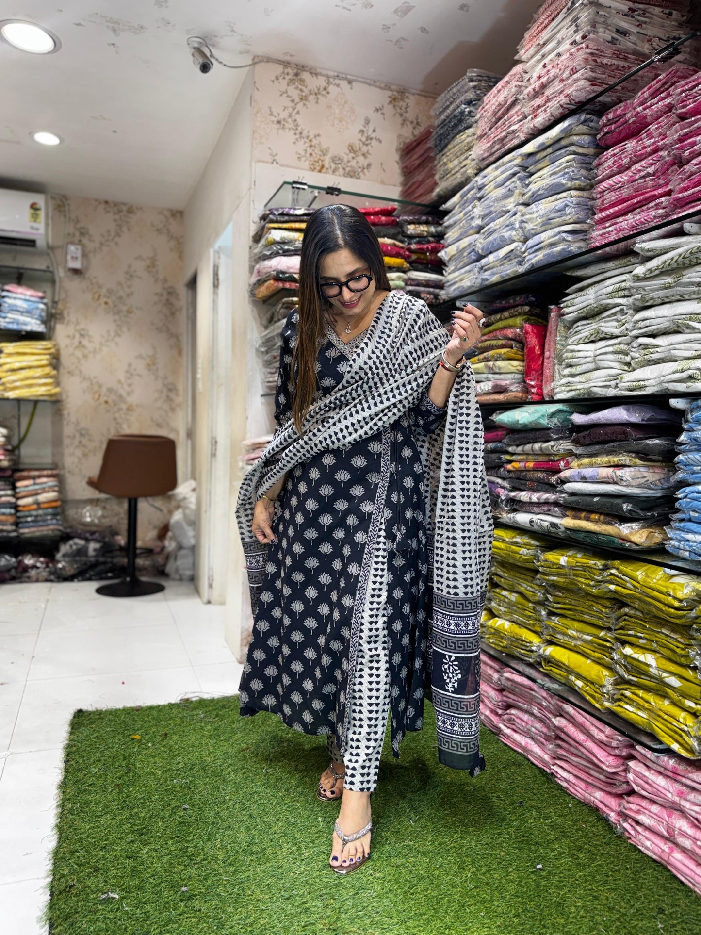 Pure Cotton Black Angrakha 3pc Set