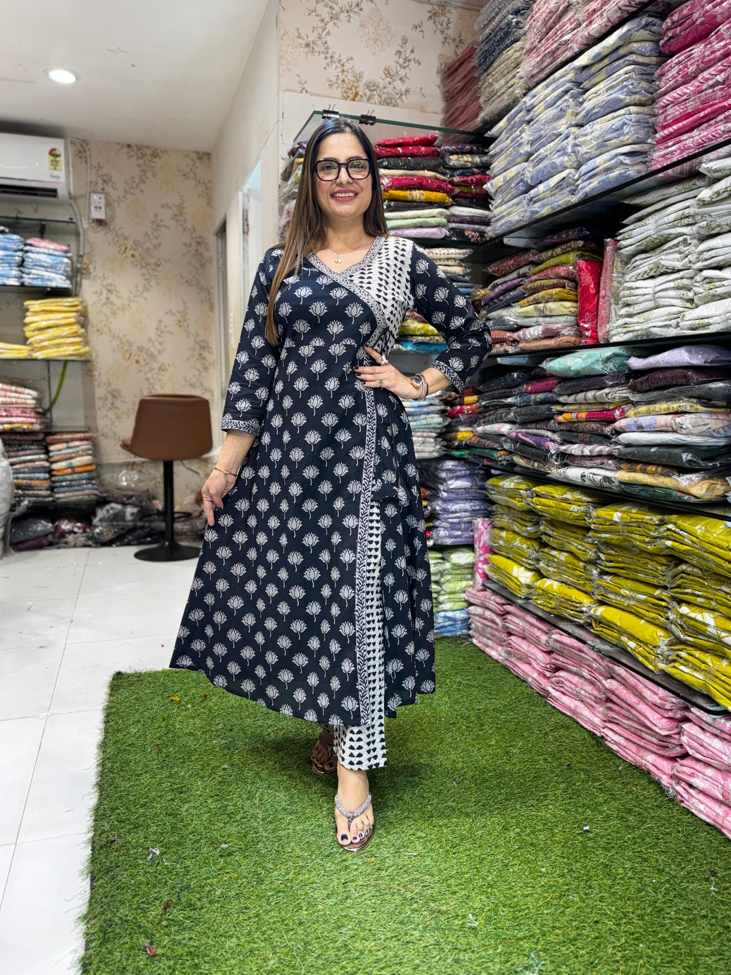 Pure Cotton Black Angrakha 3pc Set