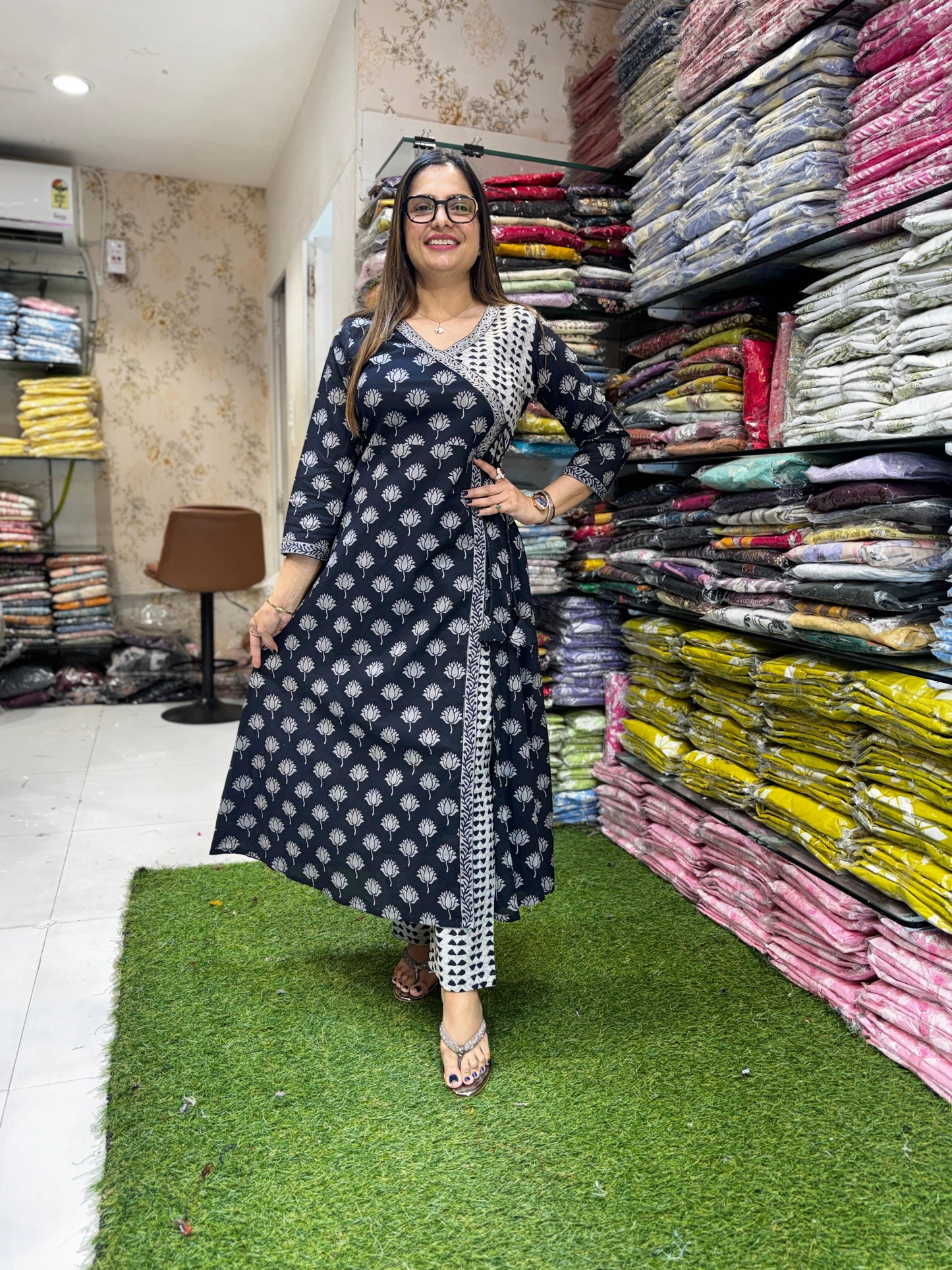 Pure Cotton Black Angrakha 3pc Set