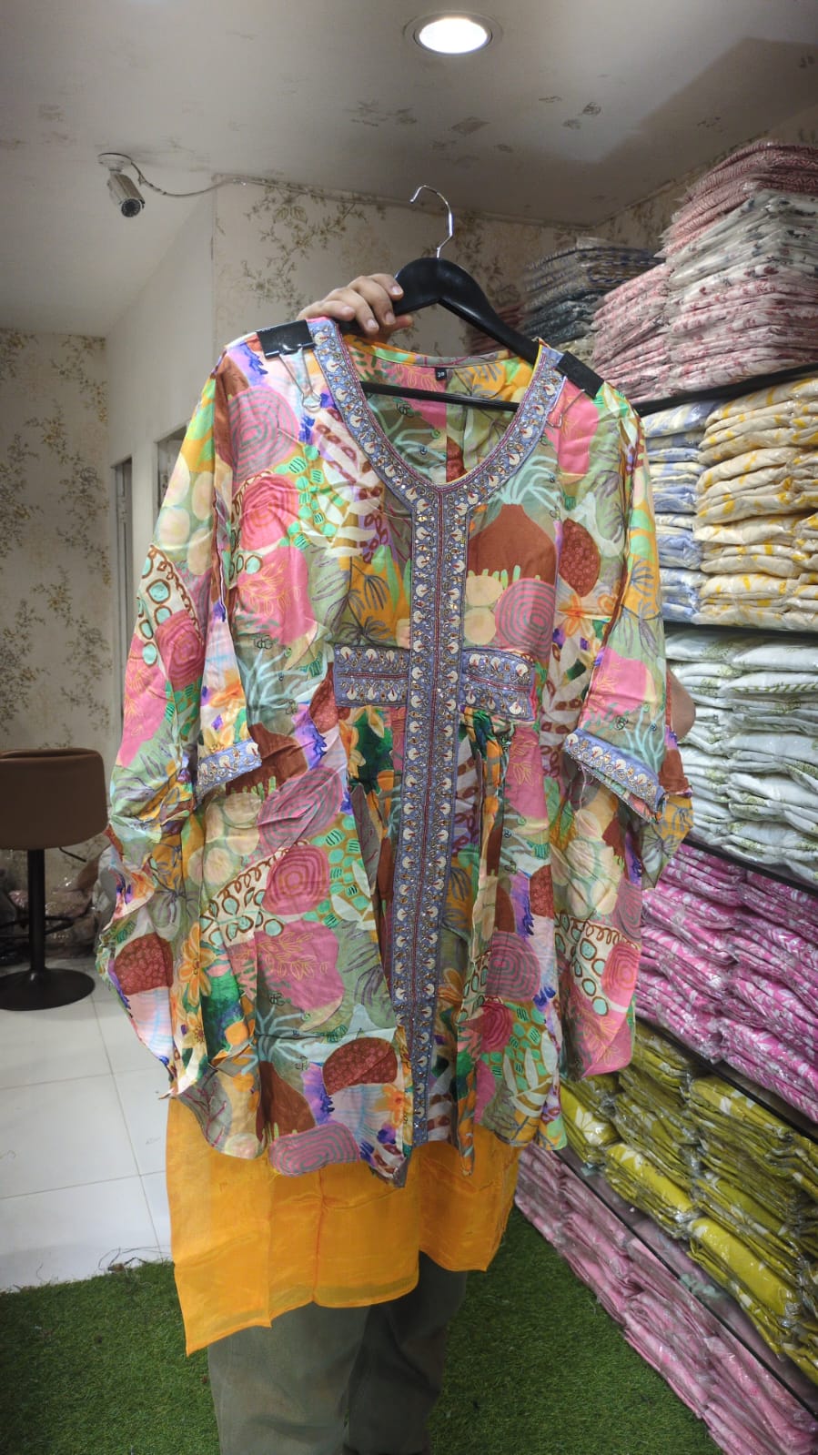 Pure Muslin Kaftan Yellow