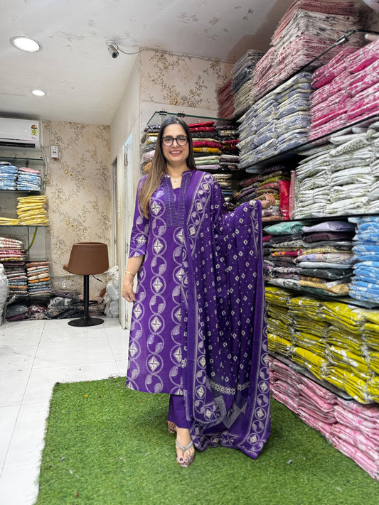 Pure Cotton Purple 3pc Set