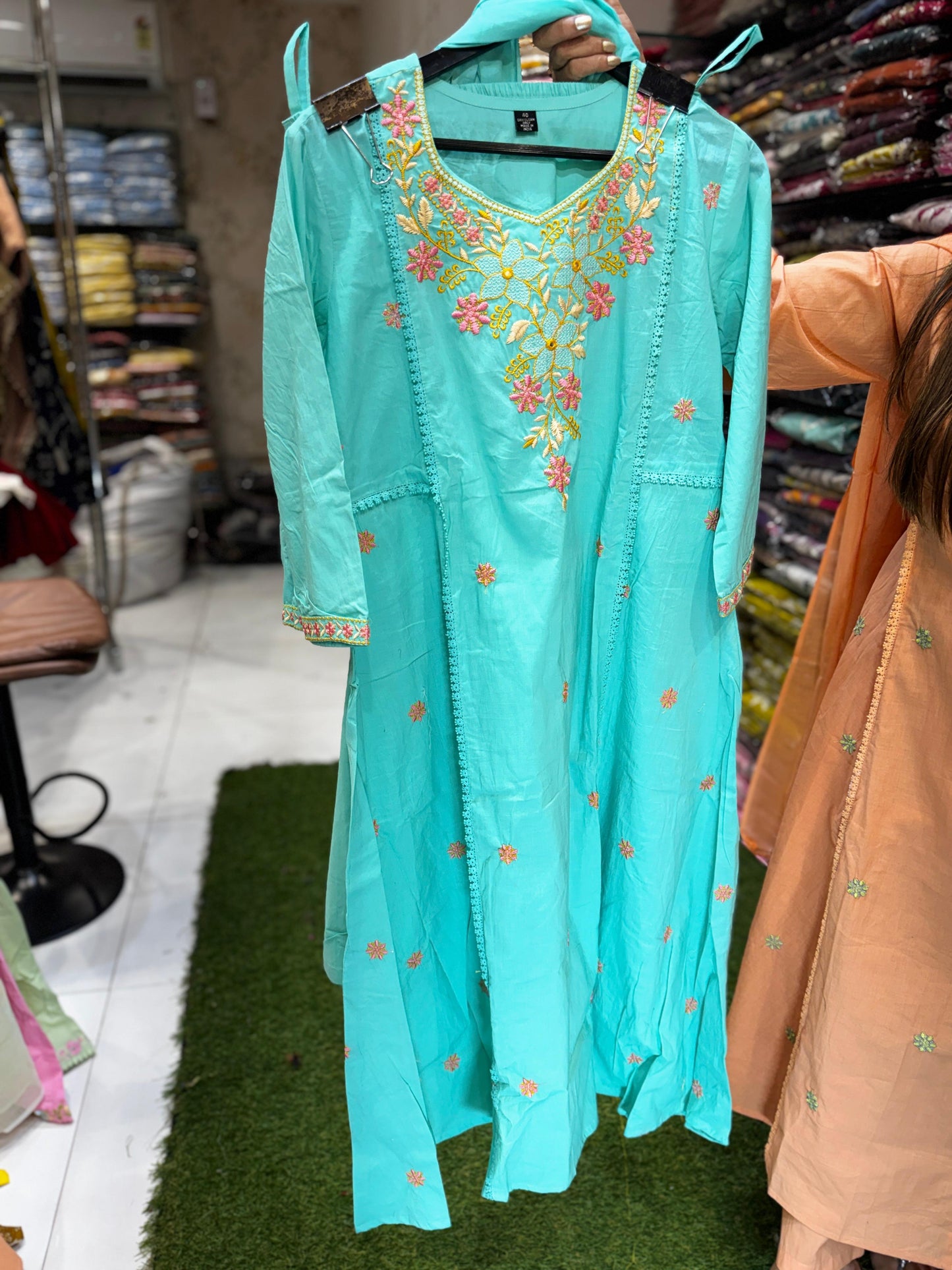 Pure Cotton Sea Green 3pc Set