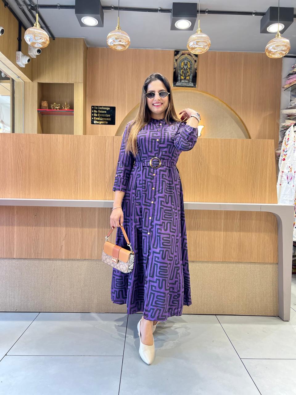 Pure German Rayon Purple Midi