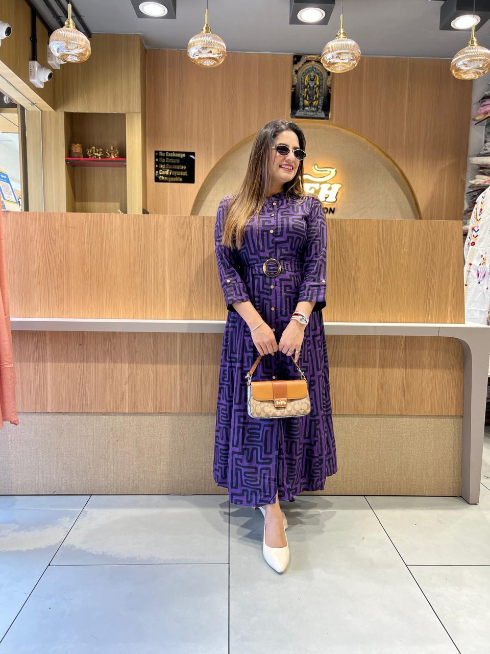 Pure German Rayon Purple Midi
