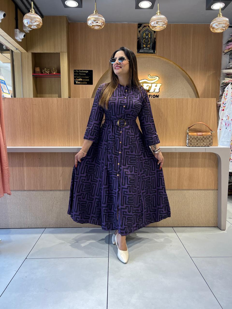 Pure German Rayon Purple Midi