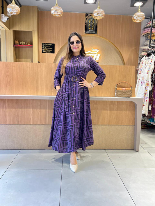 Pure German Rayon Purple Midi