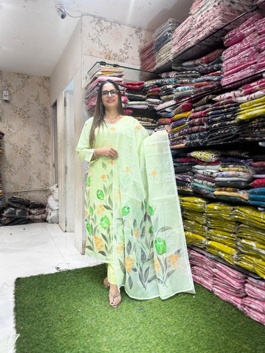 Pure Kota Doria Green 3pc Set