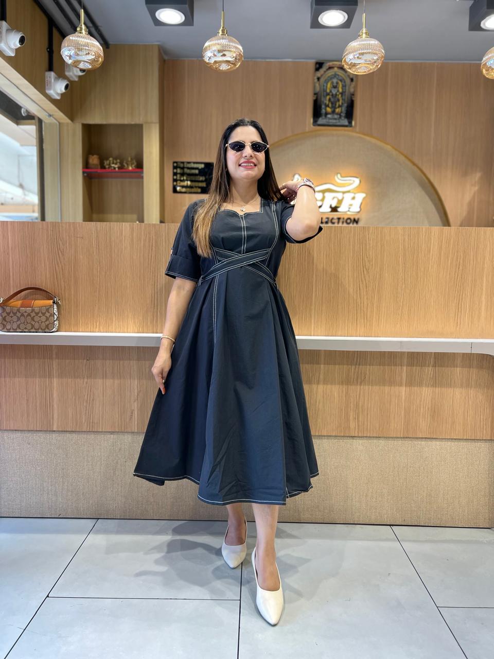 Pure Cotton Black Midi