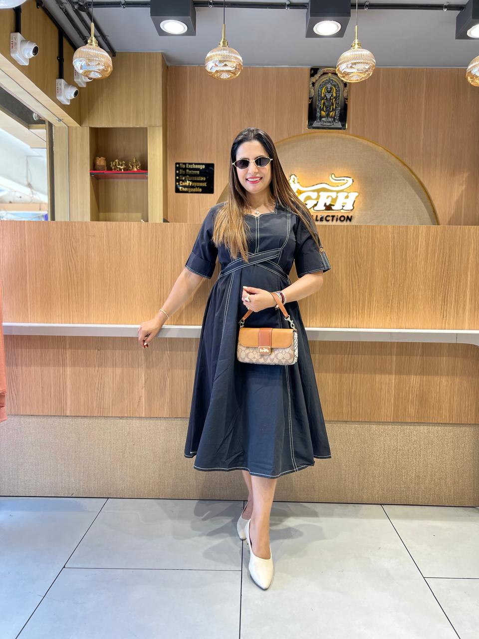 Pure Cotton Black Midi