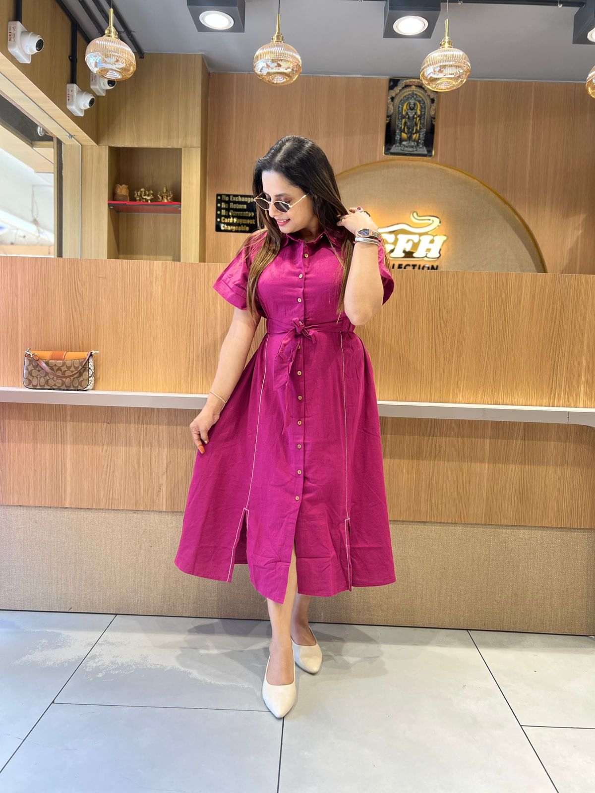 Pure Cotton Dark Onion Pink Midi