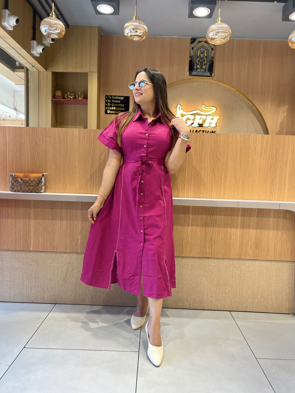 Pure Cotton Dark Onion Pink Midi