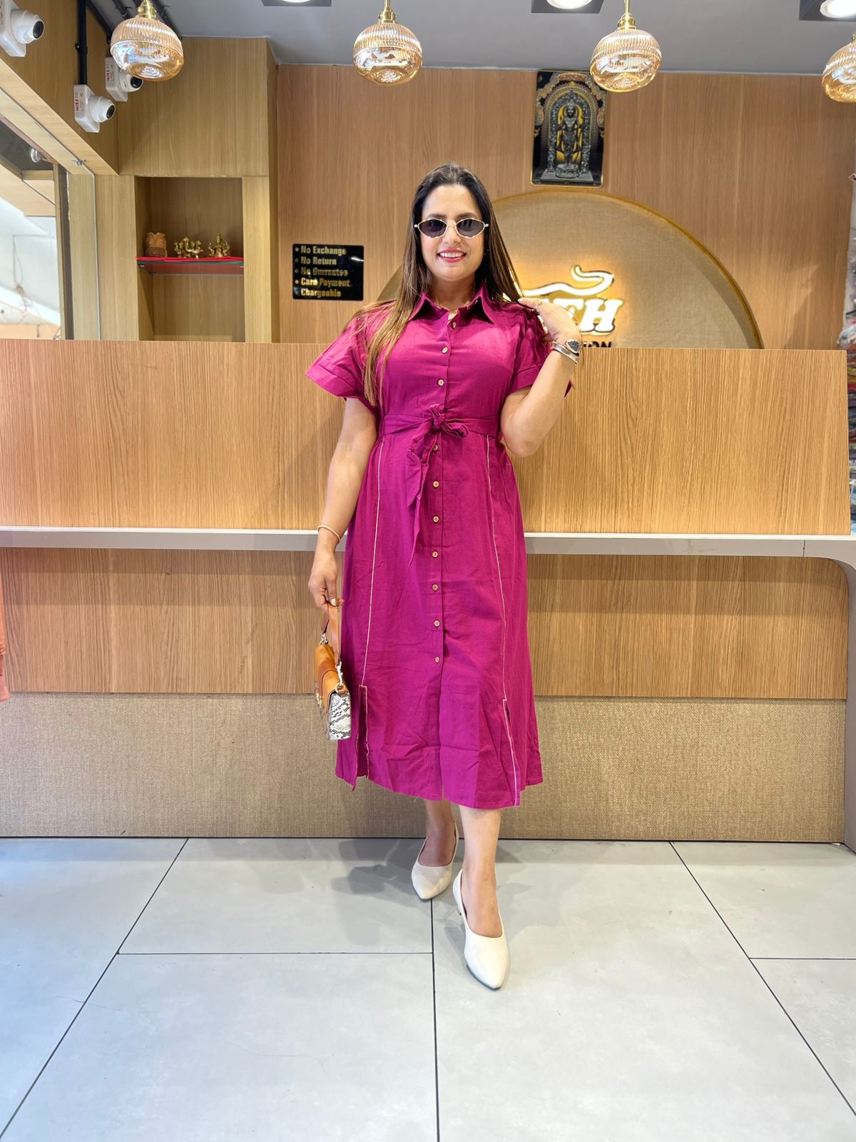 Pure Cotton Dark Onion Pink Midi