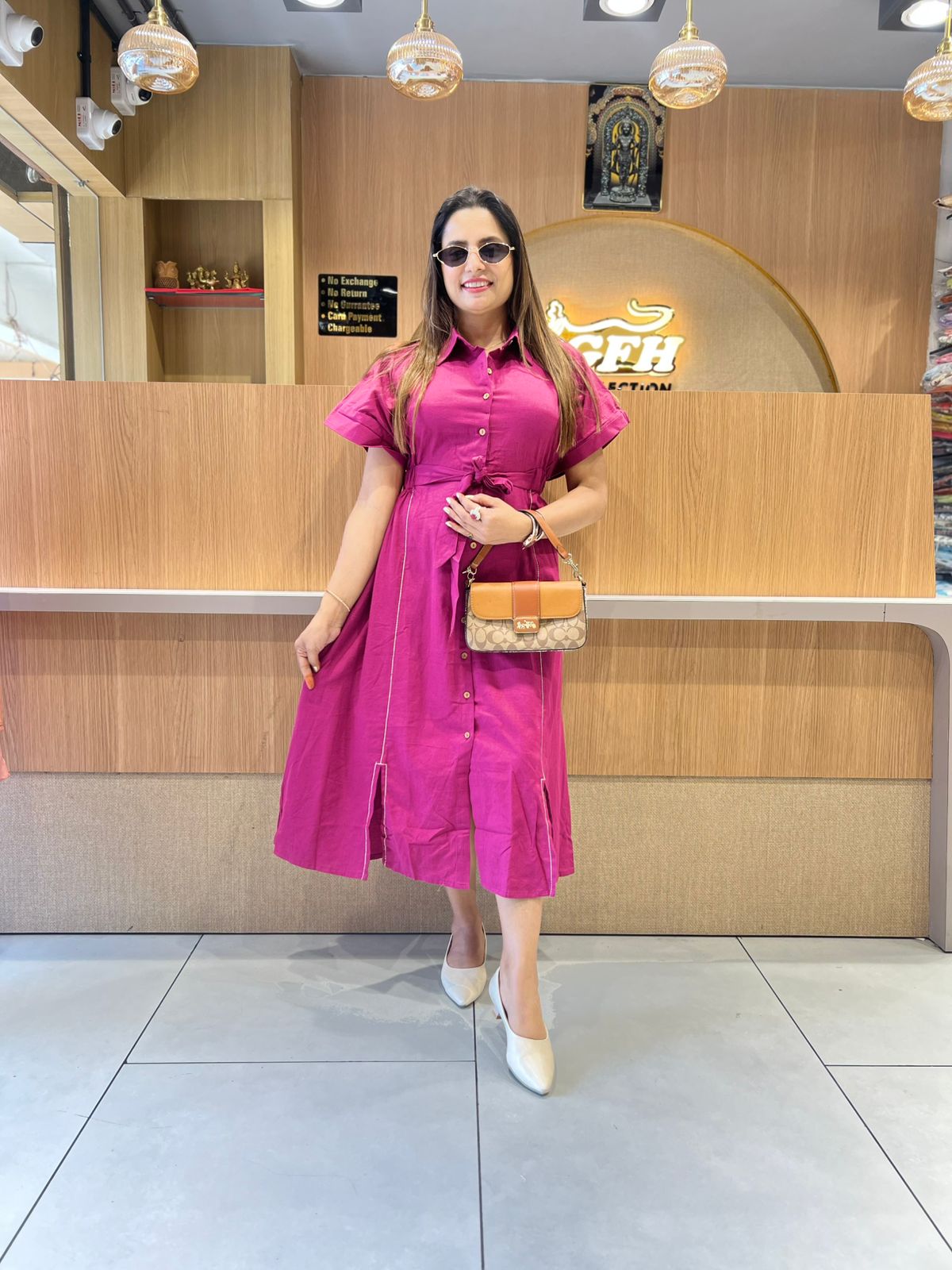 Pure Cotton Dark Onion Pink Midi