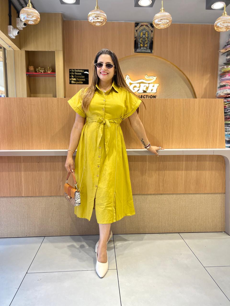 Pure Cotton Lime Green Midi