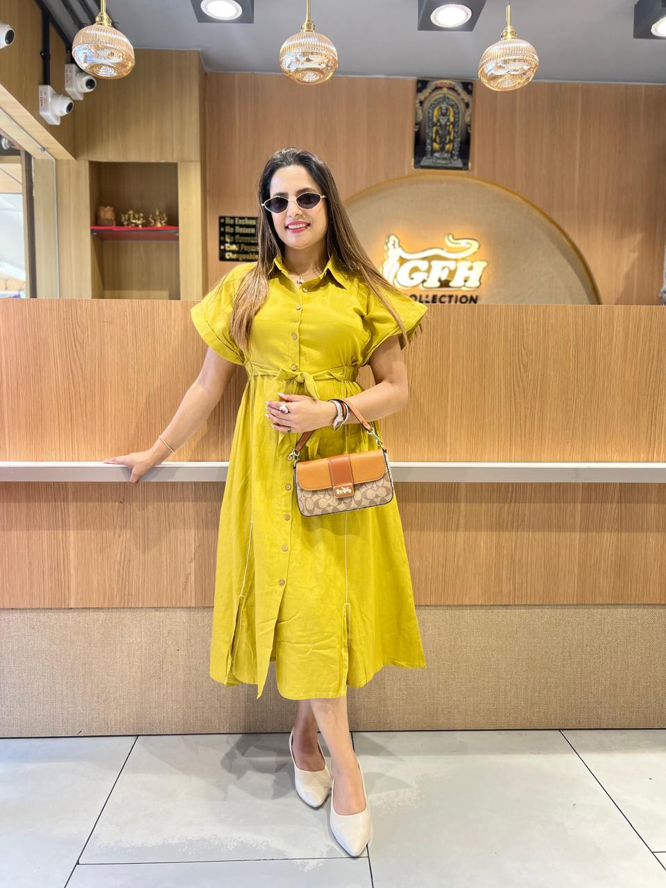 Pure Cotton Lime Green Midi