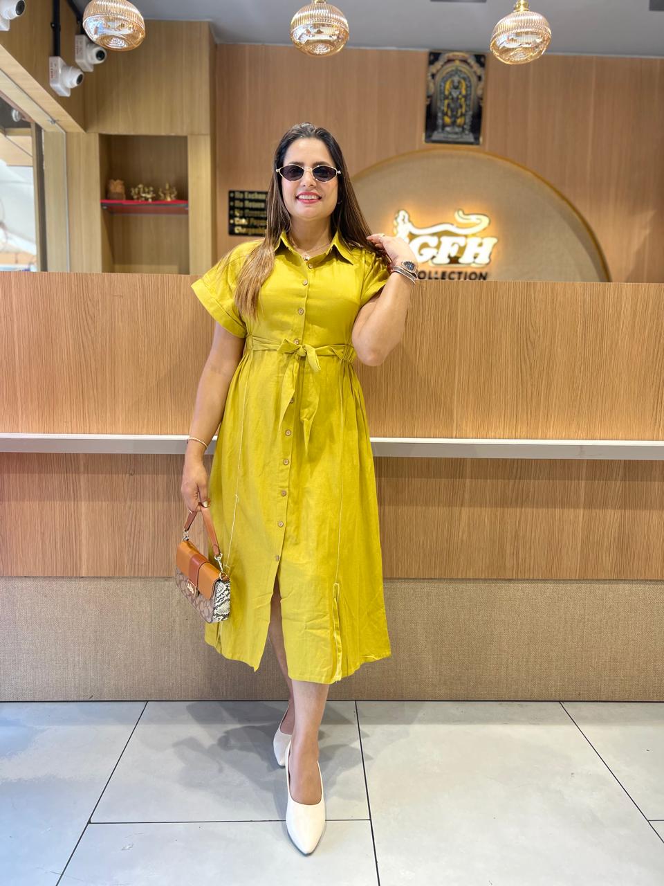 Pure Cotton Lime Green Midi