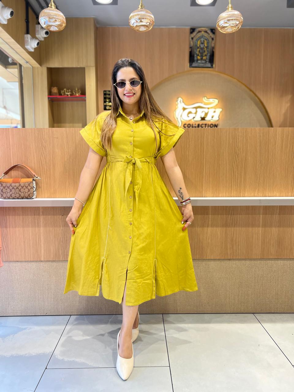 Pure Cotton Lime Green Midi