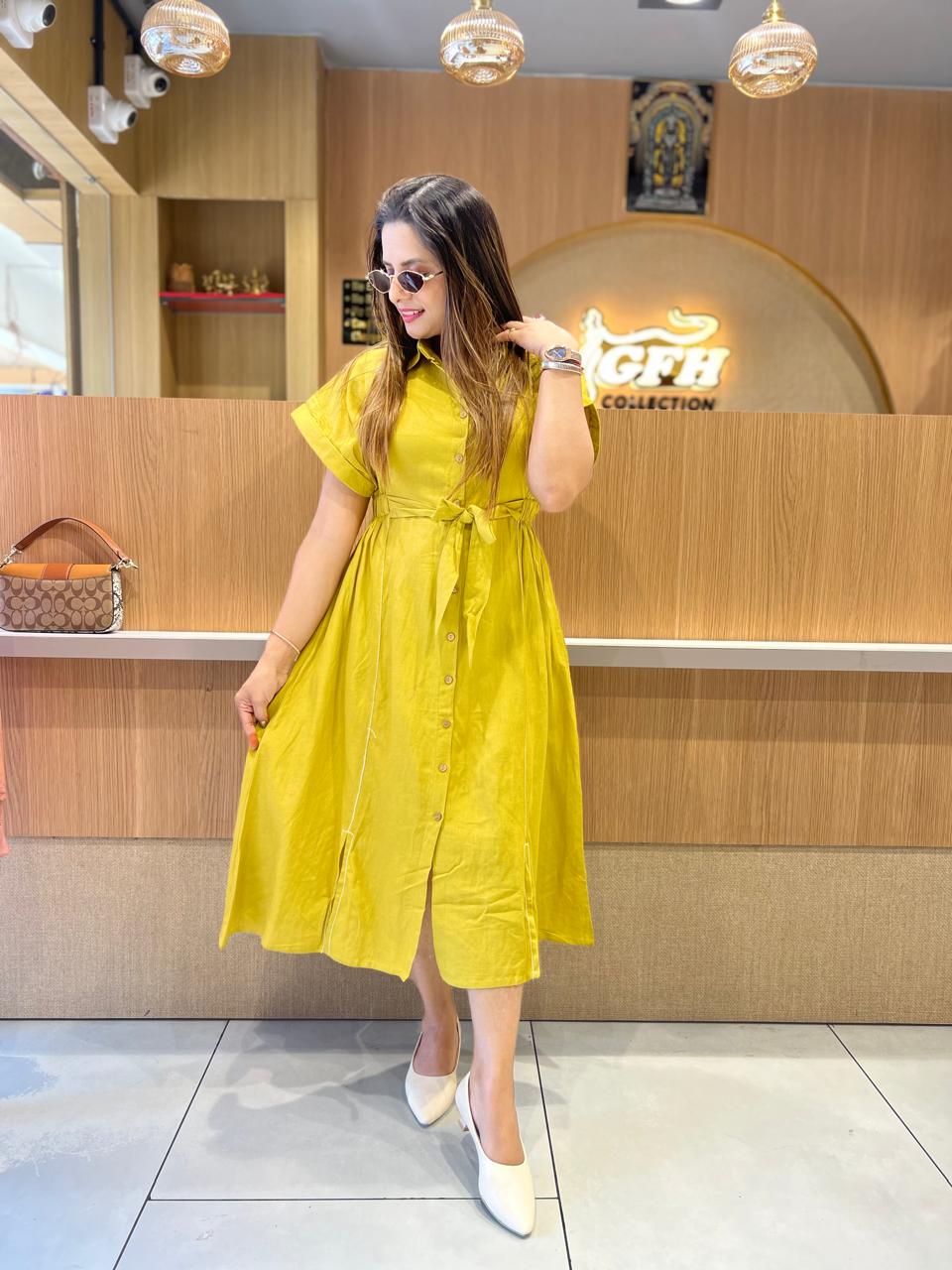 Pure Cotton Lime Green Midi