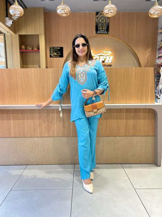 Pure Rayon Flex Blue 2pc Set