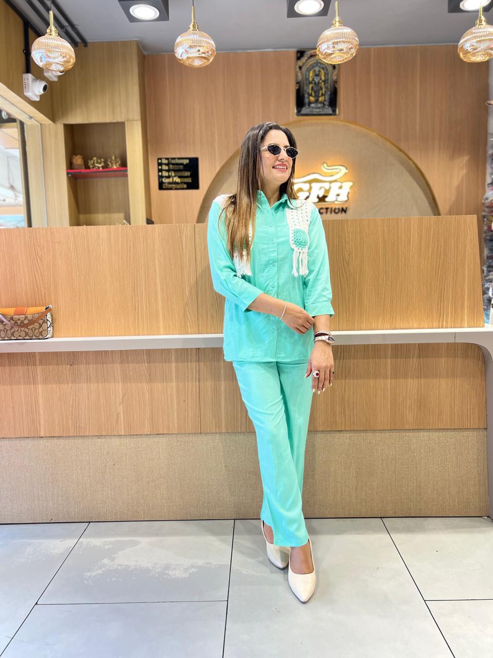 Pure Rayon Flex Sea Green 2pc Set