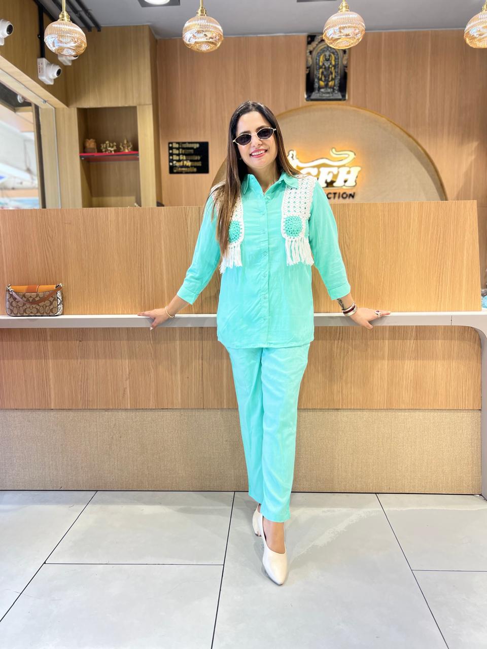 Pure Rayon Flex Sea Green 2pc Set