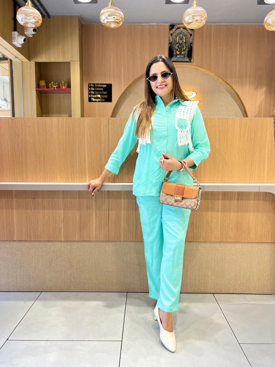 Pure Rayon Flex Sea Green 2pc Set