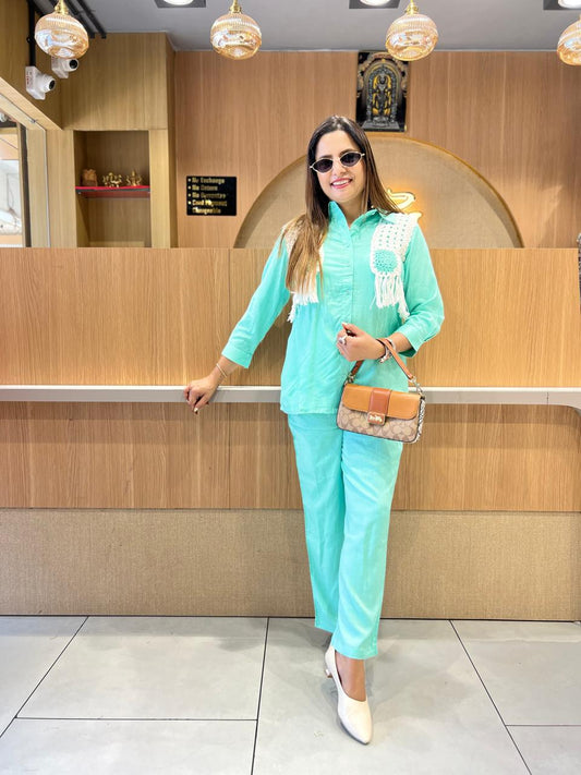 Pure Rayon Flex Sea Green 2pc Set