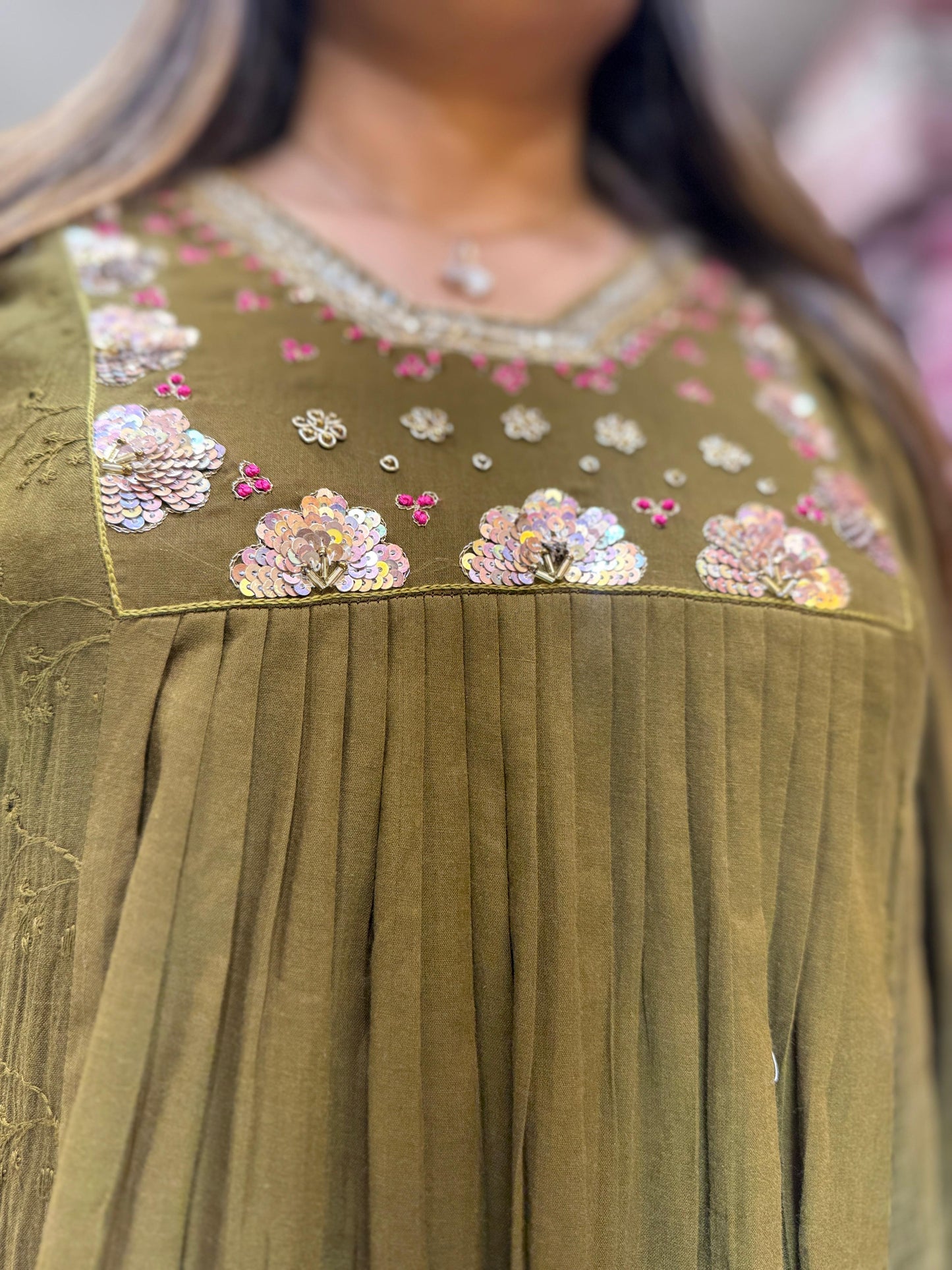 Pure Cotton Mull Chanderi Mahendi Green 3pc Set