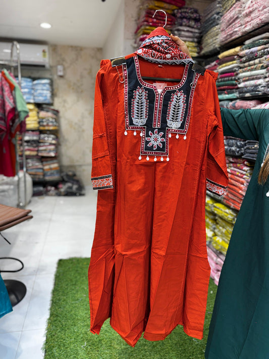 Pure Cotton Orange 3pc Set