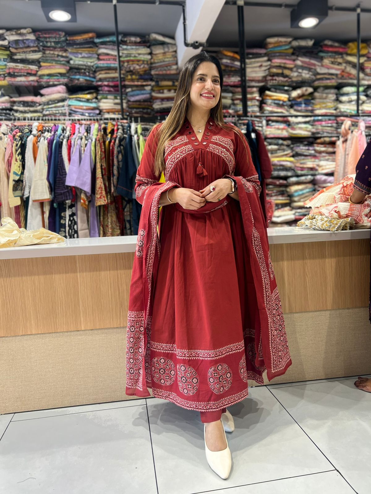 Pure Cotton Maroon 3pc Set