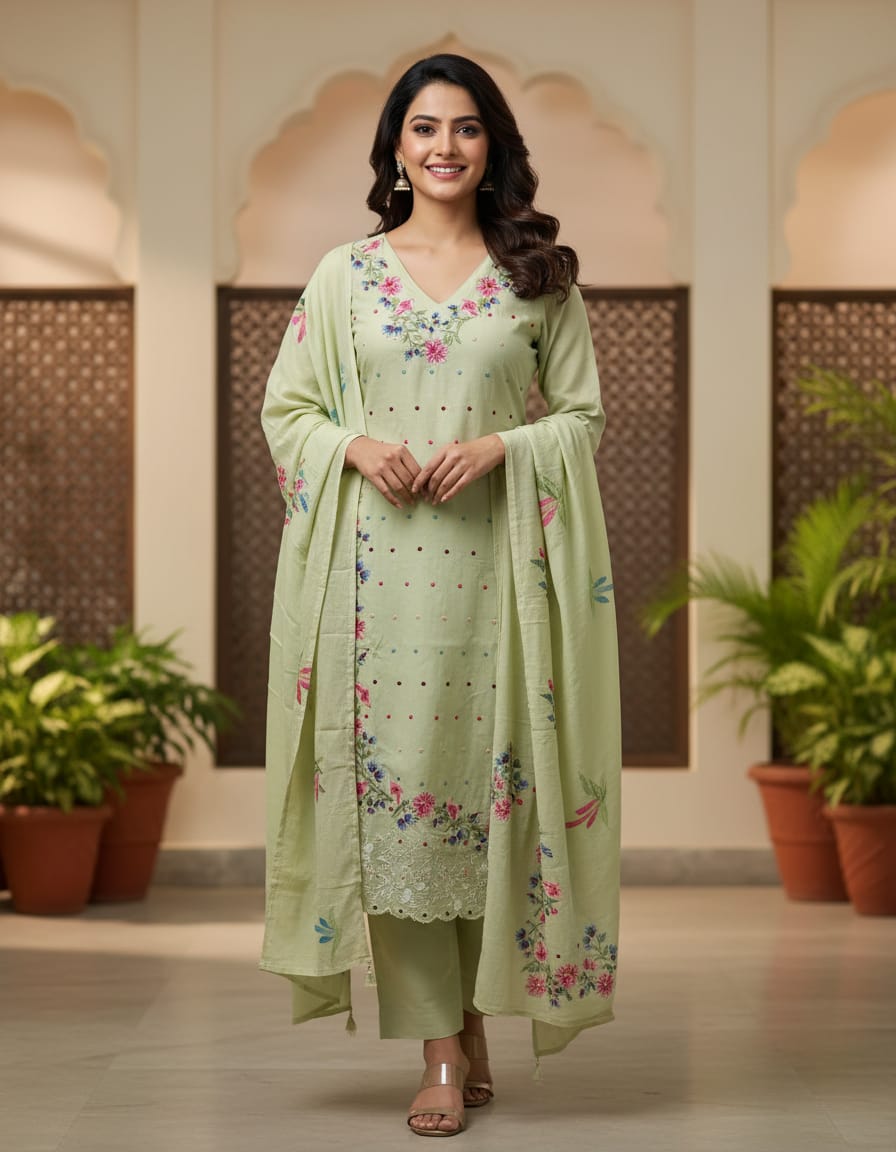 Doby Cotton Light Pista Green 3pc Set