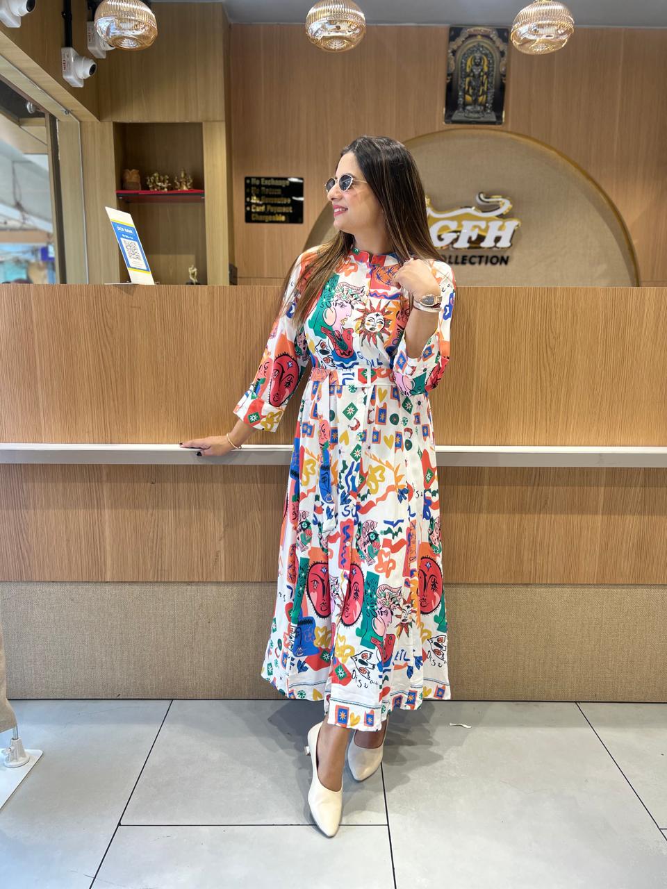 Pure German Rayon White Midi