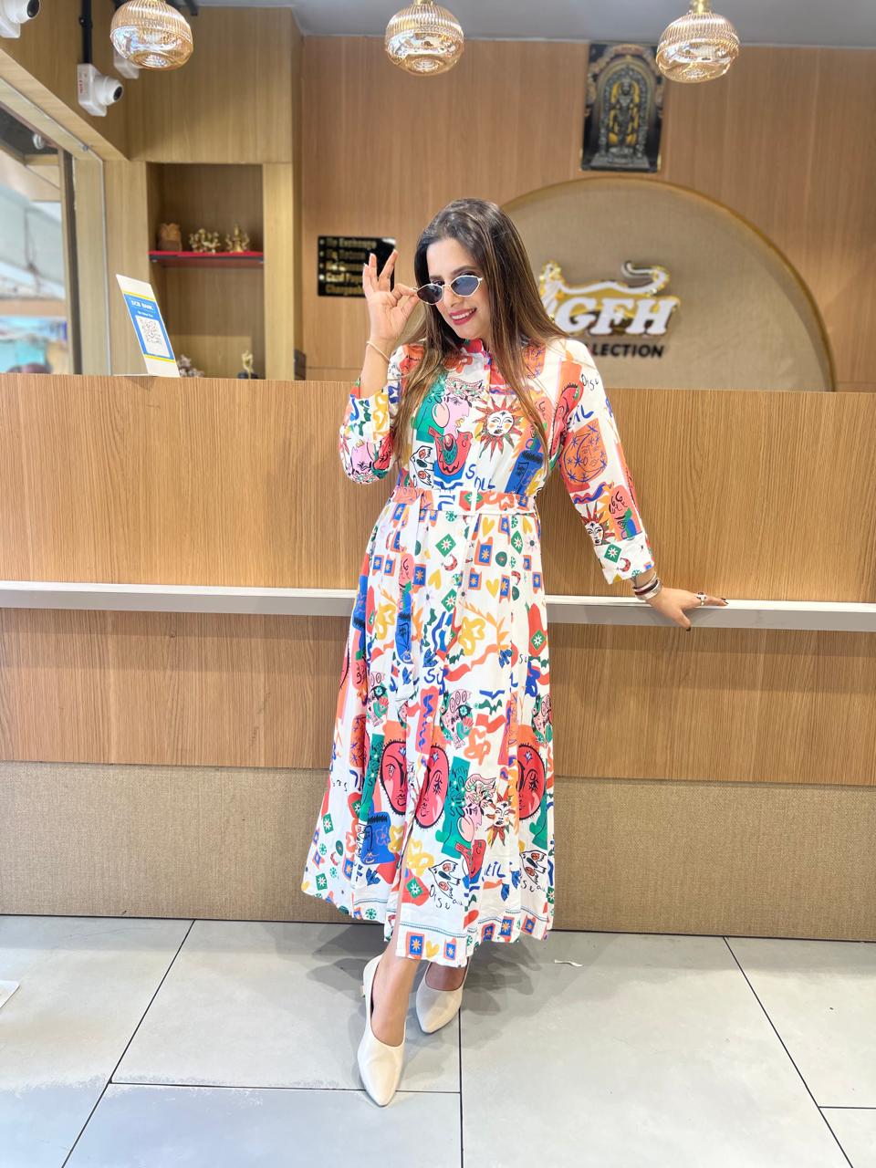 Pure German Rayon White Midi