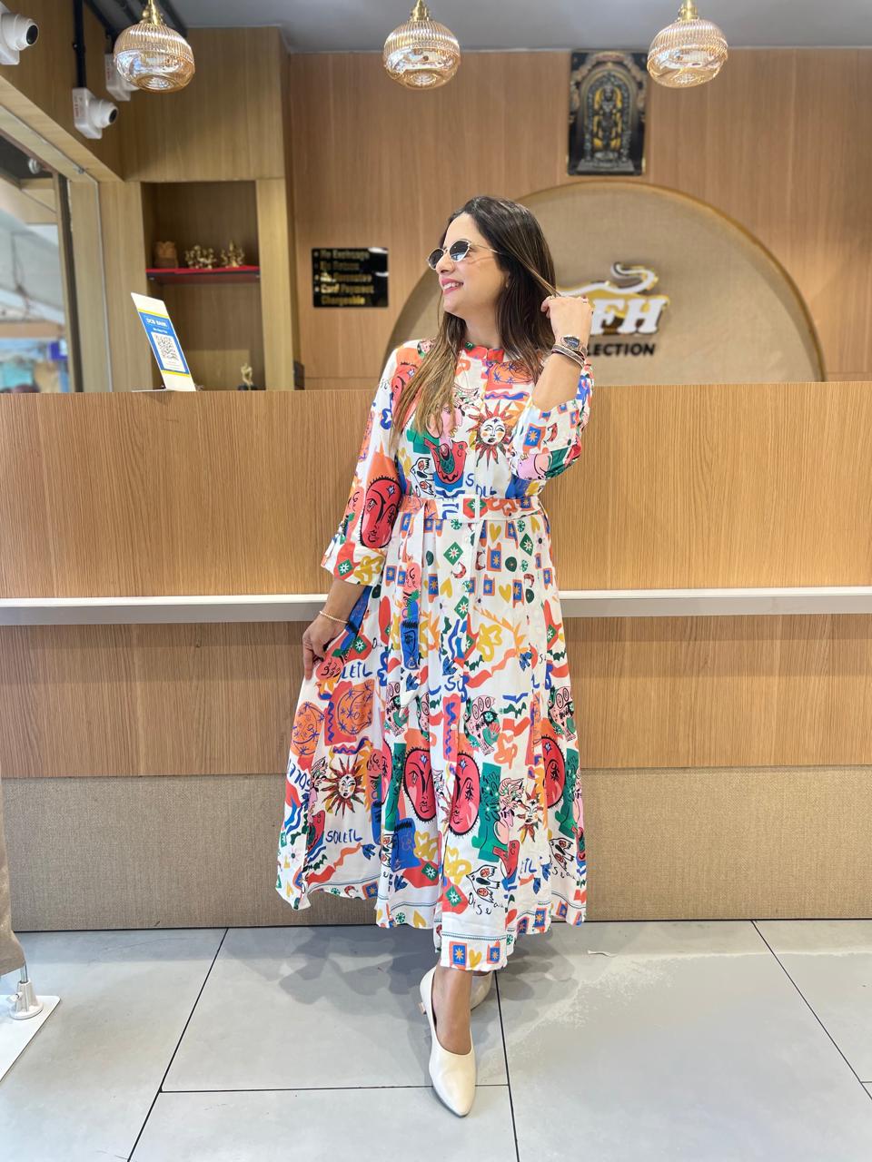 Pure German Rayon White Midi