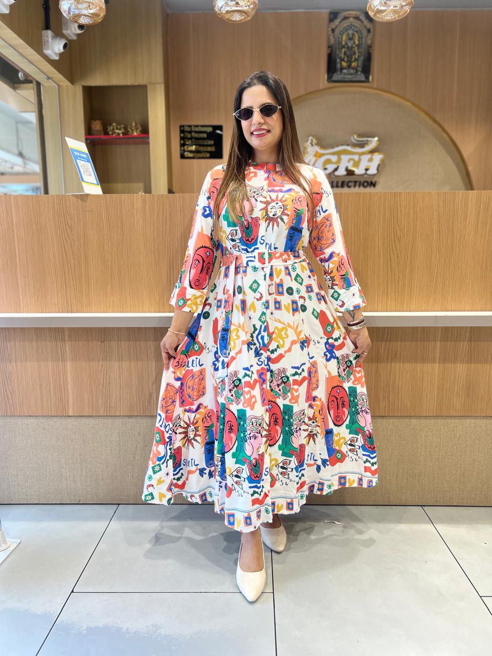 Pure German Rayon White Midi
