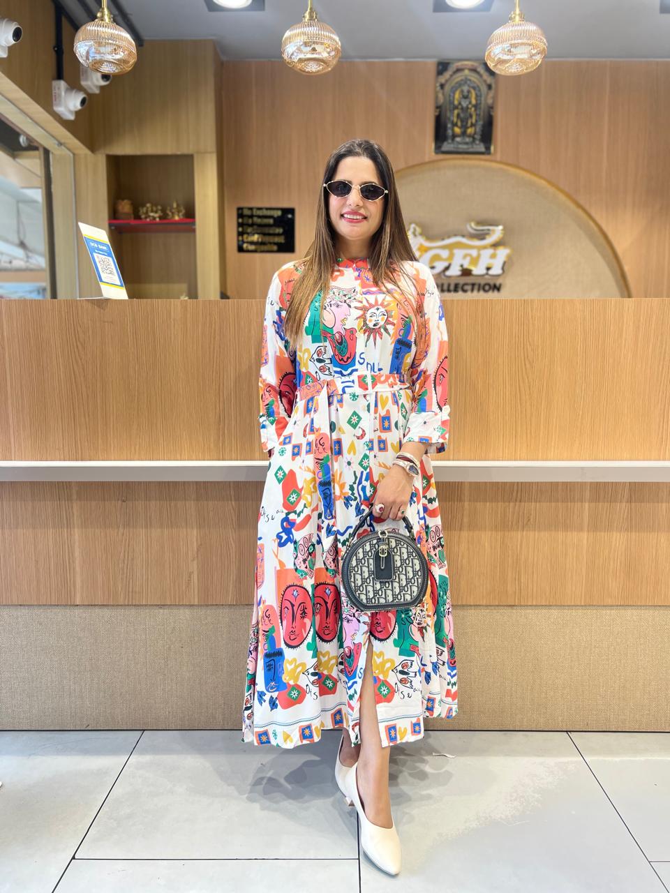 Pure German Rayon White Midi