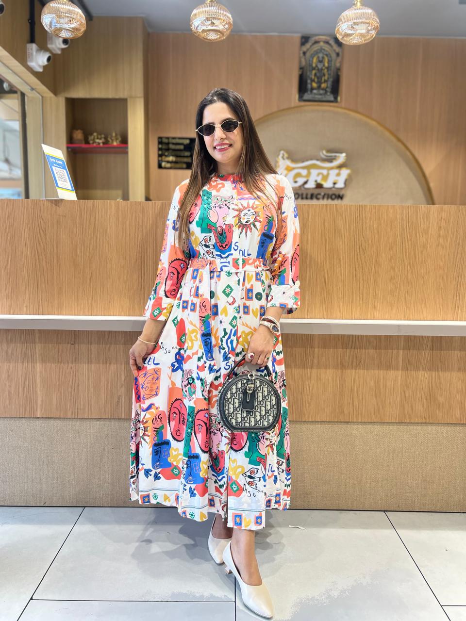 Pure German Rayon White Midi