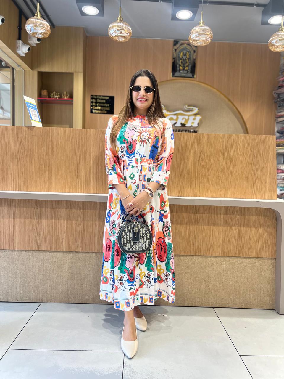 Pure German Rayon White Midi