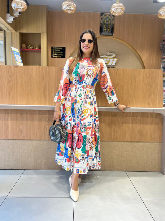 Pure German Rayon White Midi