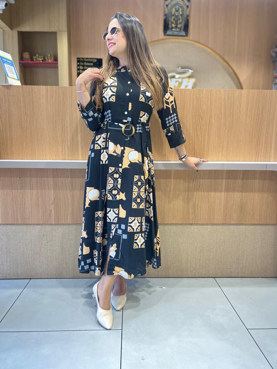 Pure German Rayon Black Midi