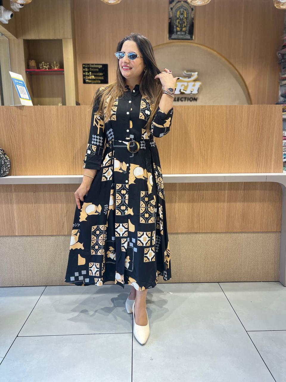 Pure German Rayon Black Midi