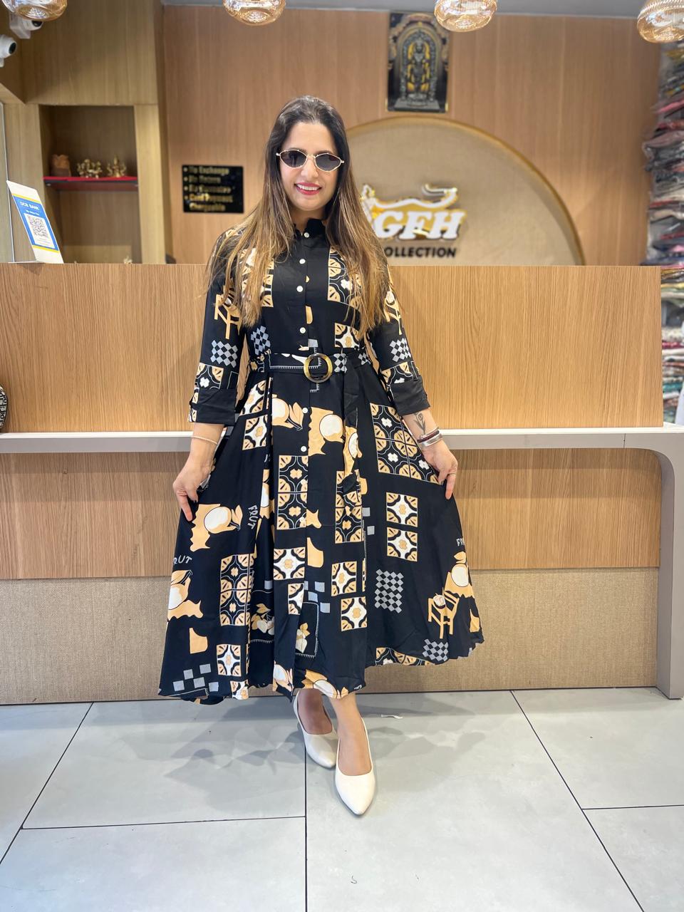 Pure German Rayon Black Midi