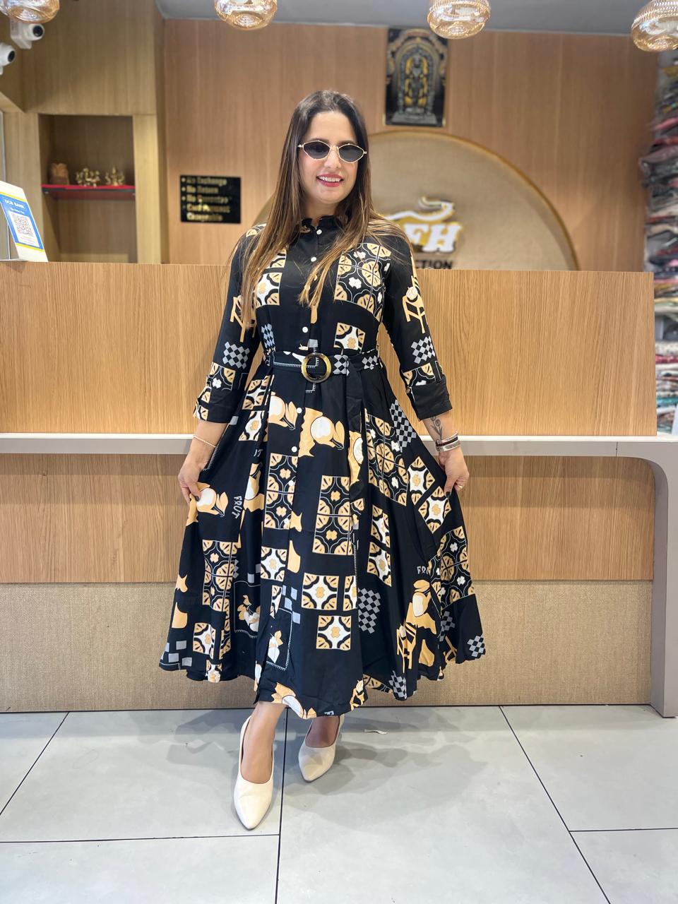 Pure German Rayon Black Midi