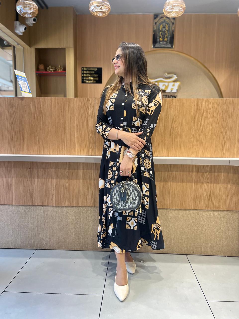 Pure German Rayon Black Midi
