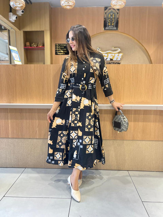 Pure German Rayon Black Midi