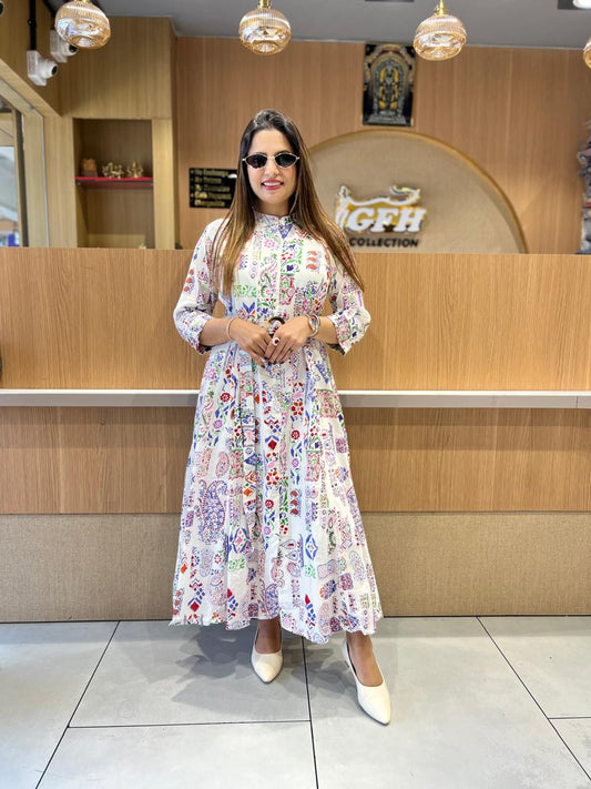 Pure Mull Cotton White Midi