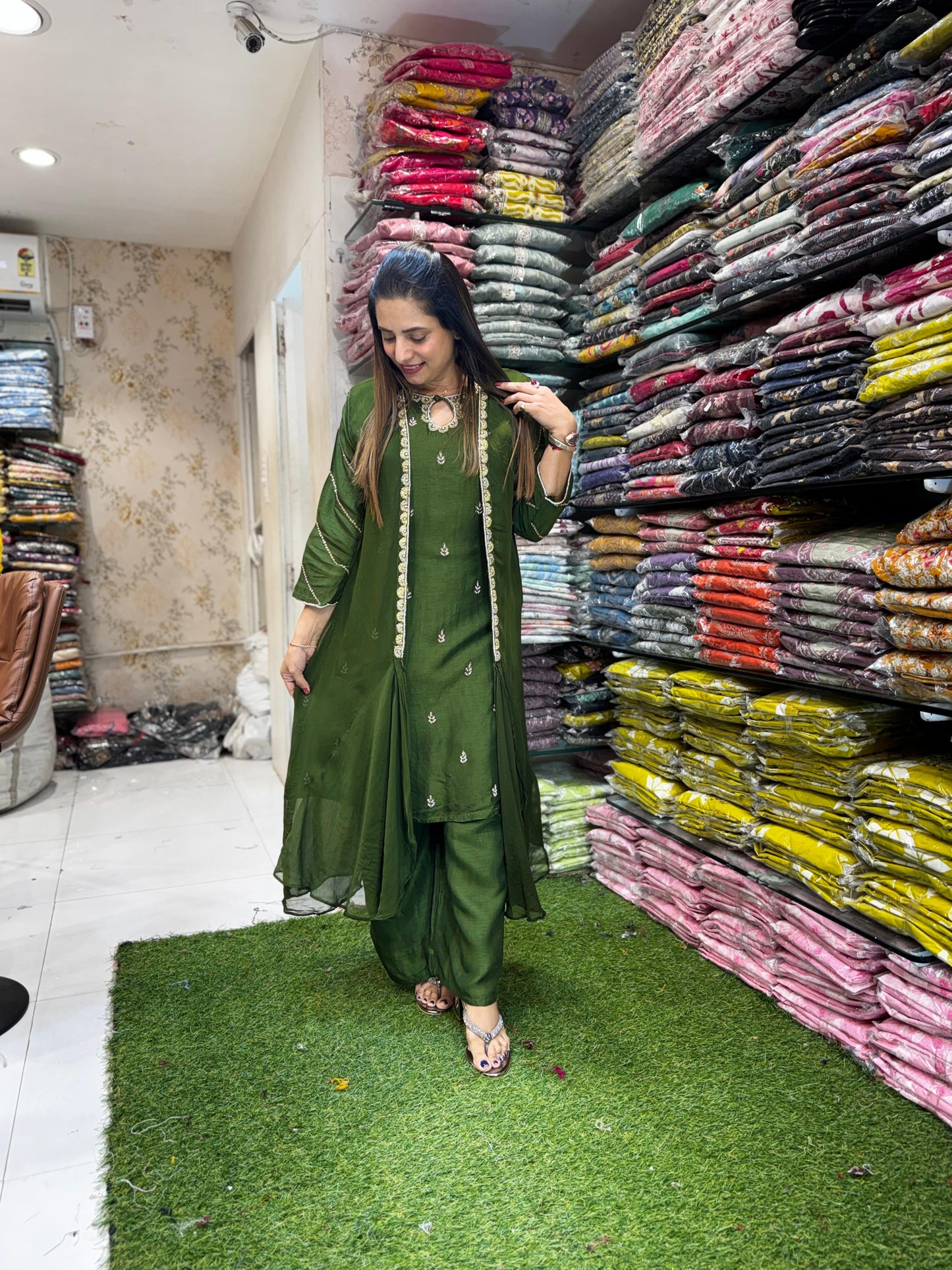 Pure Dola Silk Green 3pc Set