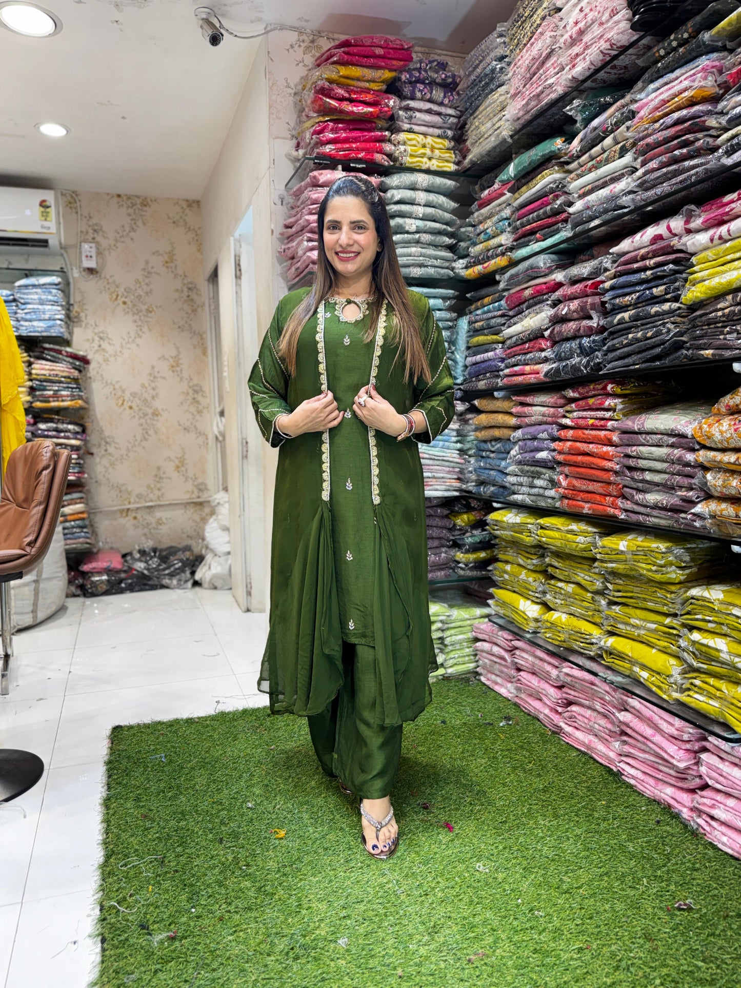 Pure Dola Silk Green 3pc Set