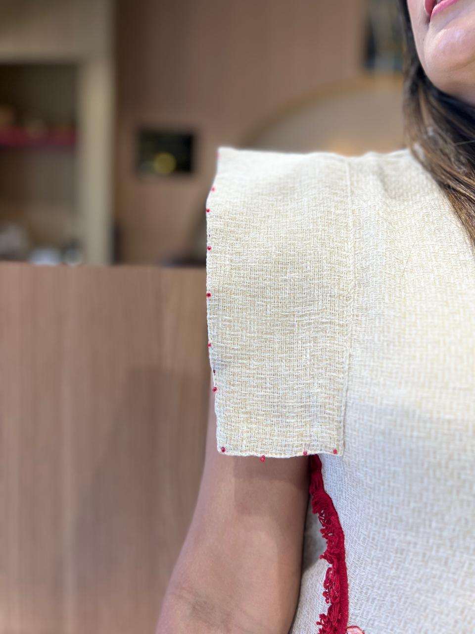 Pure Jute Cotton Off White Midi