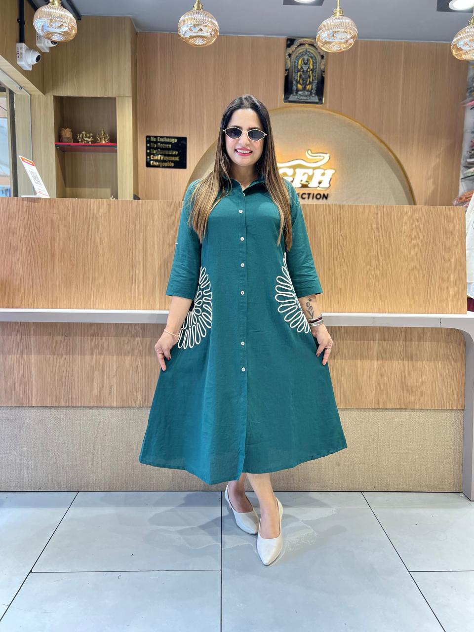 Pure Flex Cotton Green Midi